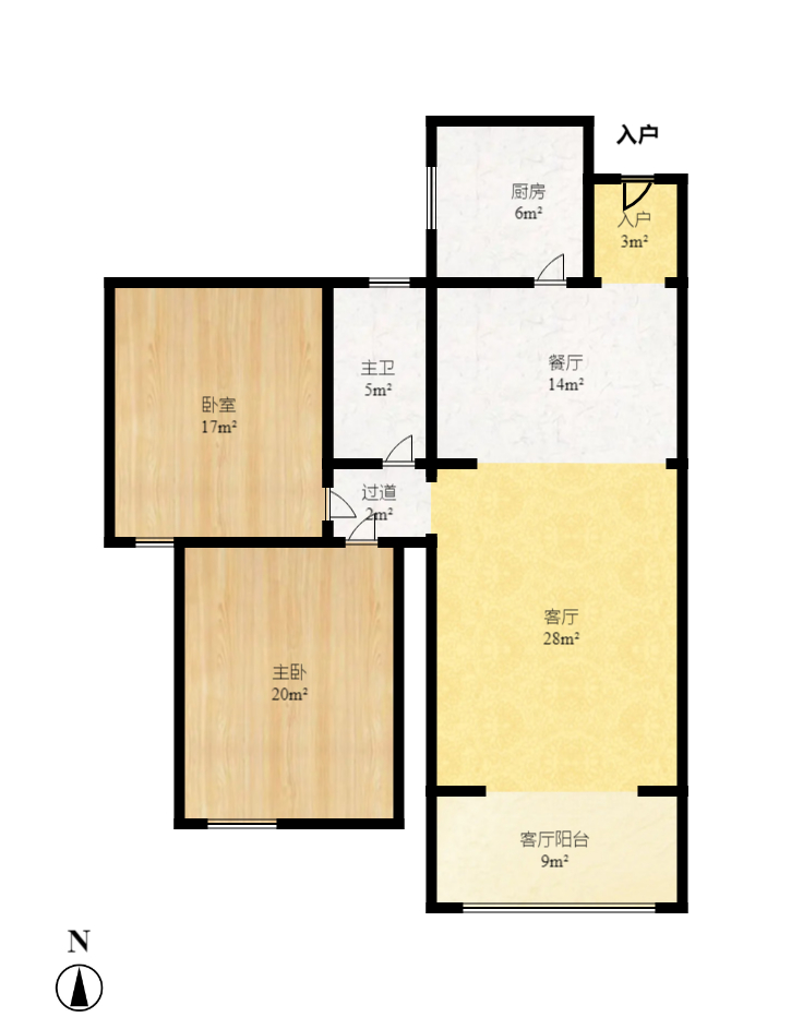 恒广国际景园一二区 1室2厅1卫 2000.0元/月 恒广国际景园一二区 1室2厅1卫 2000.0元/月户型图