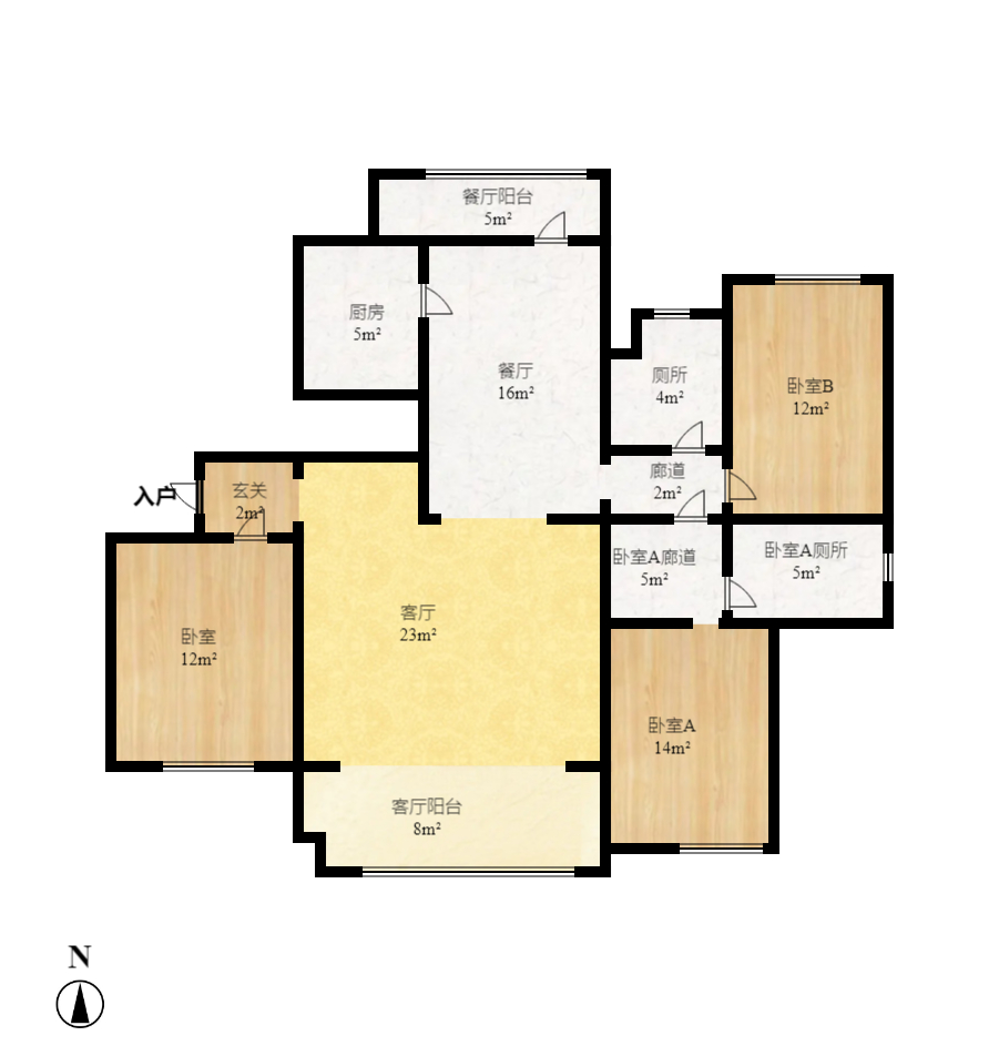 恒伟西雅韵  3室2厅2卫    4300.0元/月户型图