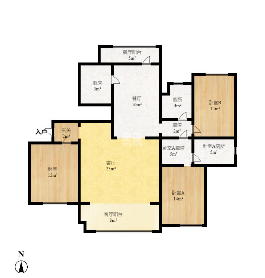 恒伟西雅韵 3室2厅2卫 4300.0元/月 恒伟西雅韵 3室2厅2卫 4300.0元/月户型图