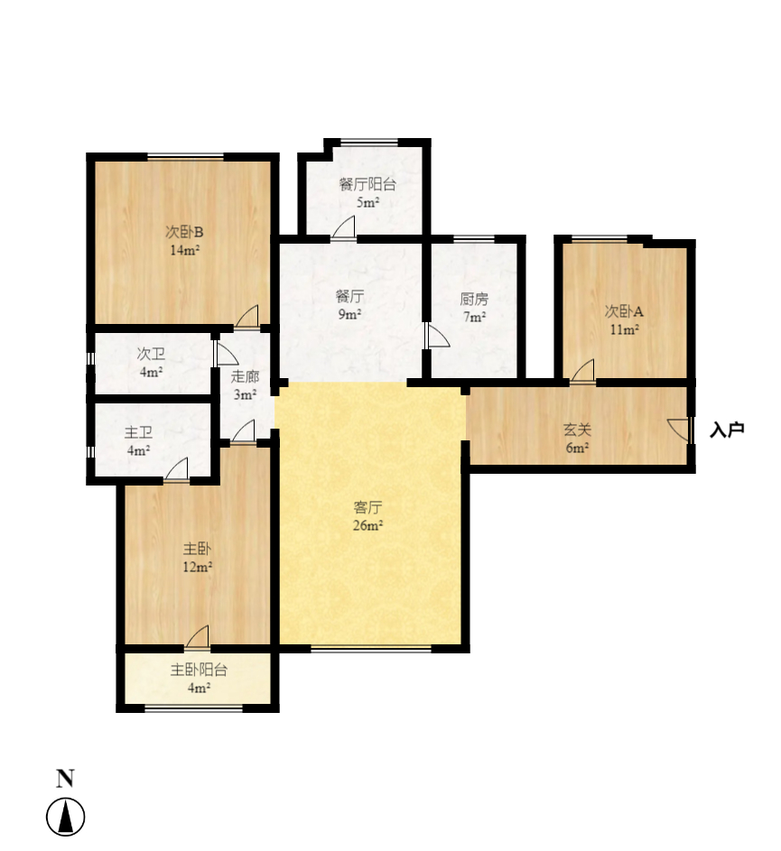 中信凯旋城(中信新城四期) 3室2厅2卫 85.0万 中信凯旋城(中信新城四期) 3室2厅2卫 85.0万户型图