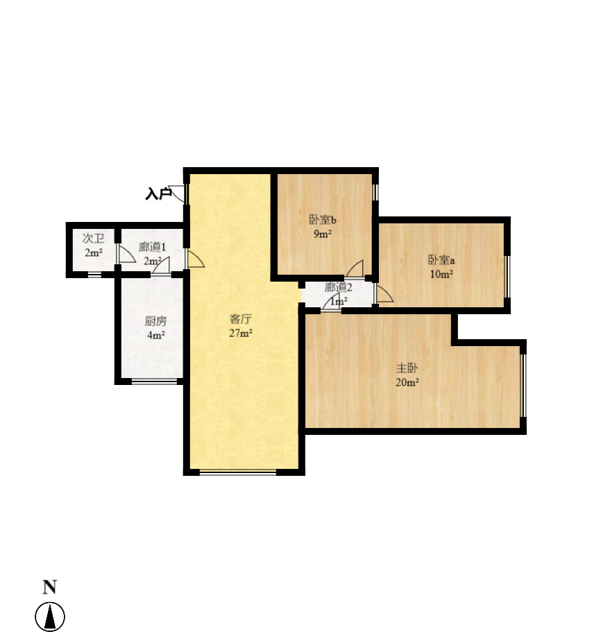 阳明山庄  3室2厅1卫   2200.00元/月户型图
