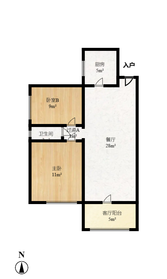 钰龙天下一期  2室2厅1卫   2100.00元/月户型图