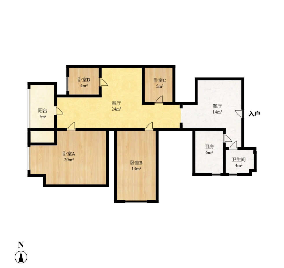 华盛家园  2室2厅1卫   75.20万室内图1
