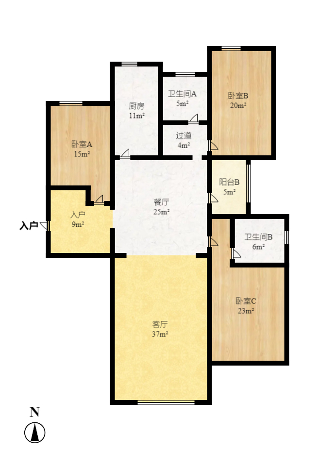美洲故事高层  4室2厅2卫   4000.00元/月户型图