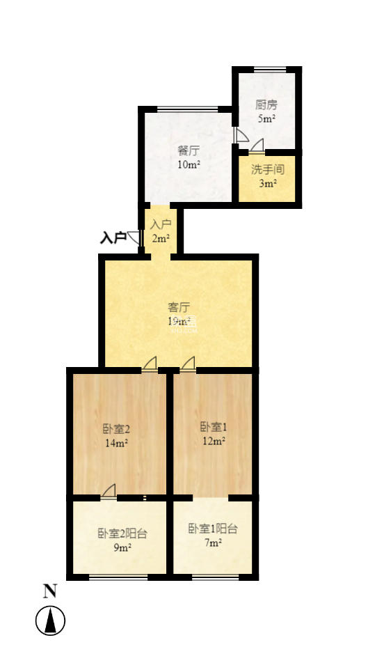 湘农桥社区  2室2厅1卫   1700.00元/月室内图1