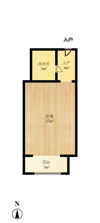 融橙上品  1室1厅1卫   26.80万室内图1