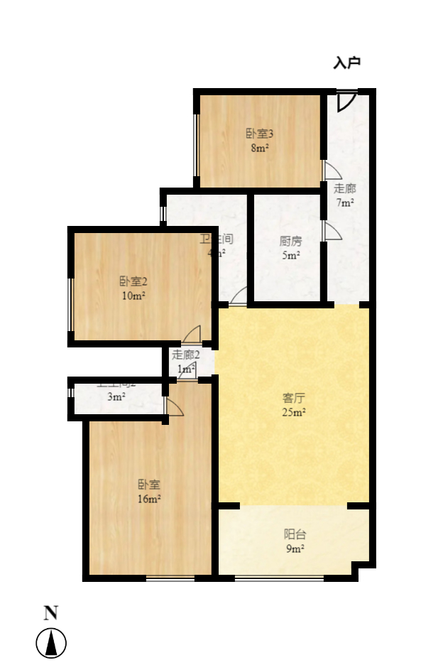 才子佳郡 3室2厅1卫 2000.0元/月 才子佳郡 3室2厅1卫 2000.0元/月户型图