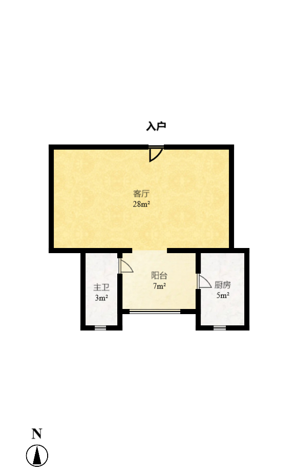 上庭苑  1室1厅1卫   1350.00元/月户型图