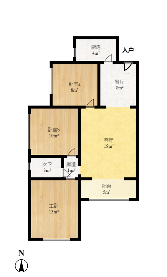 梅溪湖合能璞丽  2室2厅1卫    1900.0元/月户型图