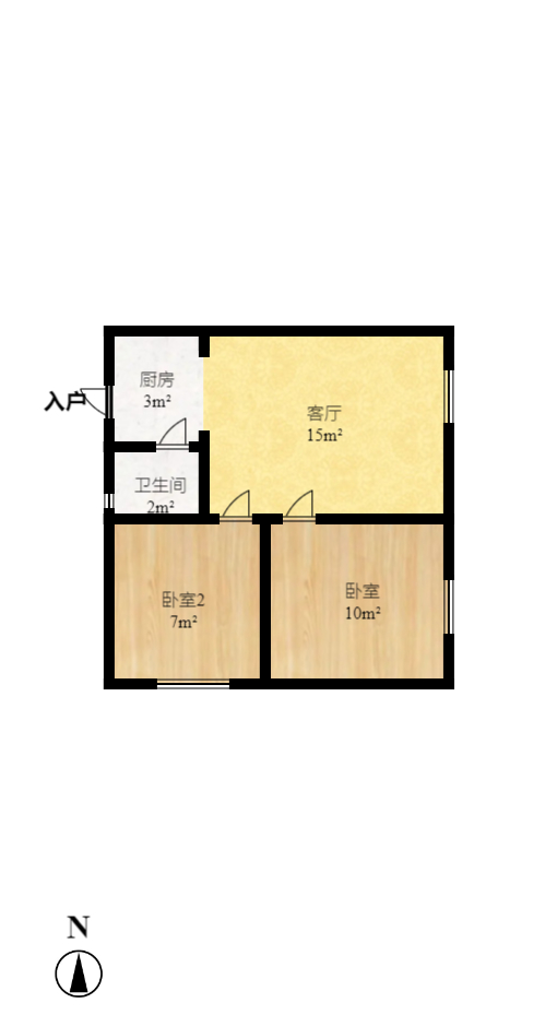 君合新城玺樾  1室1厅1卫   1450.00元/月户型图
