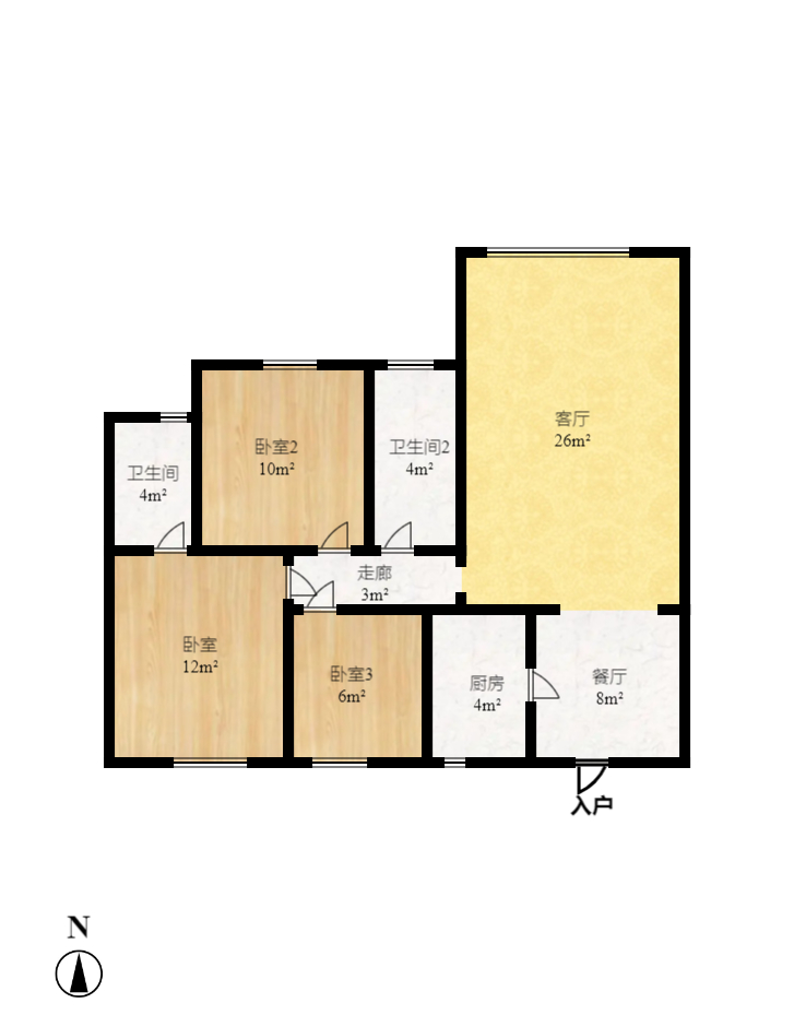 未来蜂巢 3室2厅1卫 1600.0元/月 未来蜂巢 3室2厅1卫 1600.0元/月户型图