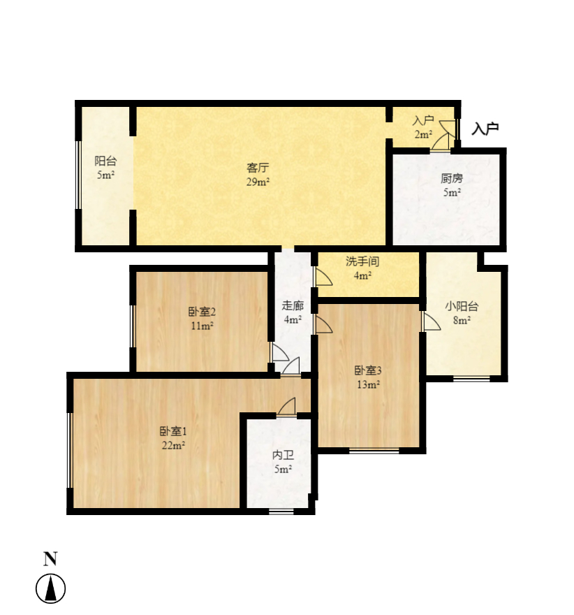 江河东澜湾 3室2厅1卫 2300.0元/月 江河东澜湾 3室2厅1卫 2300.0元/月户型图