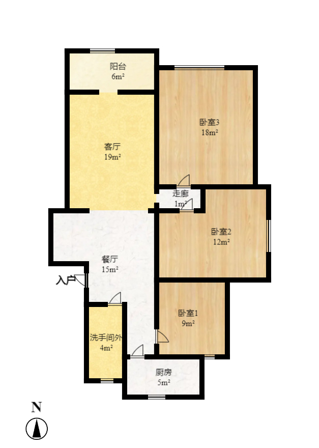 锦绣中星 3室2厅1卫 2300.0元/月 锦绣中星 3室2厅1卫 2300.0元/月户型图