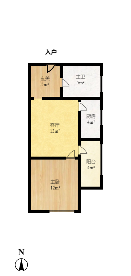中信凯旋蓝岸（中信新城三期）  1室1厅1卫   1600.00元/月户型图