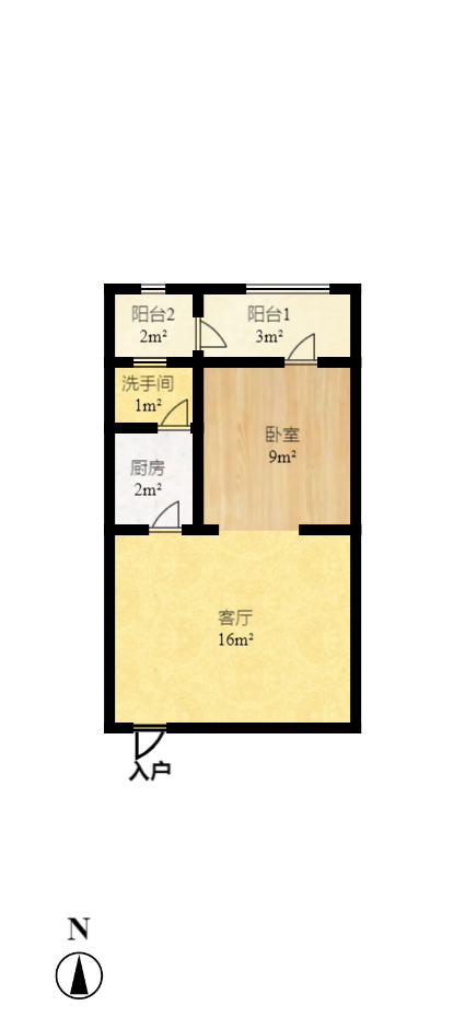 金信阳光在线 1室1厅1卫 1100.0元/月 金信阳光在线 1室1厅1卫 1100.0元/月户型图