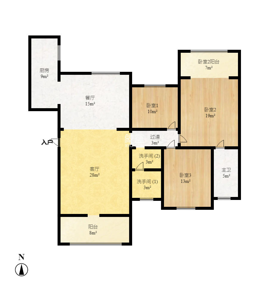 长房天翼未来城 4室2厅2卫 3800.0元/月 长房天翼未来城 4室2厅2卫 3800.0元/月户型图