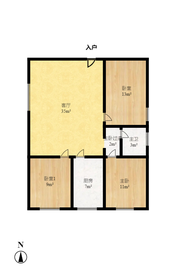 泰禹公馆 1室1厅1卫 1980.0元/月 泰禹公馆 1室1厅1卫 1980.0元/月户型图