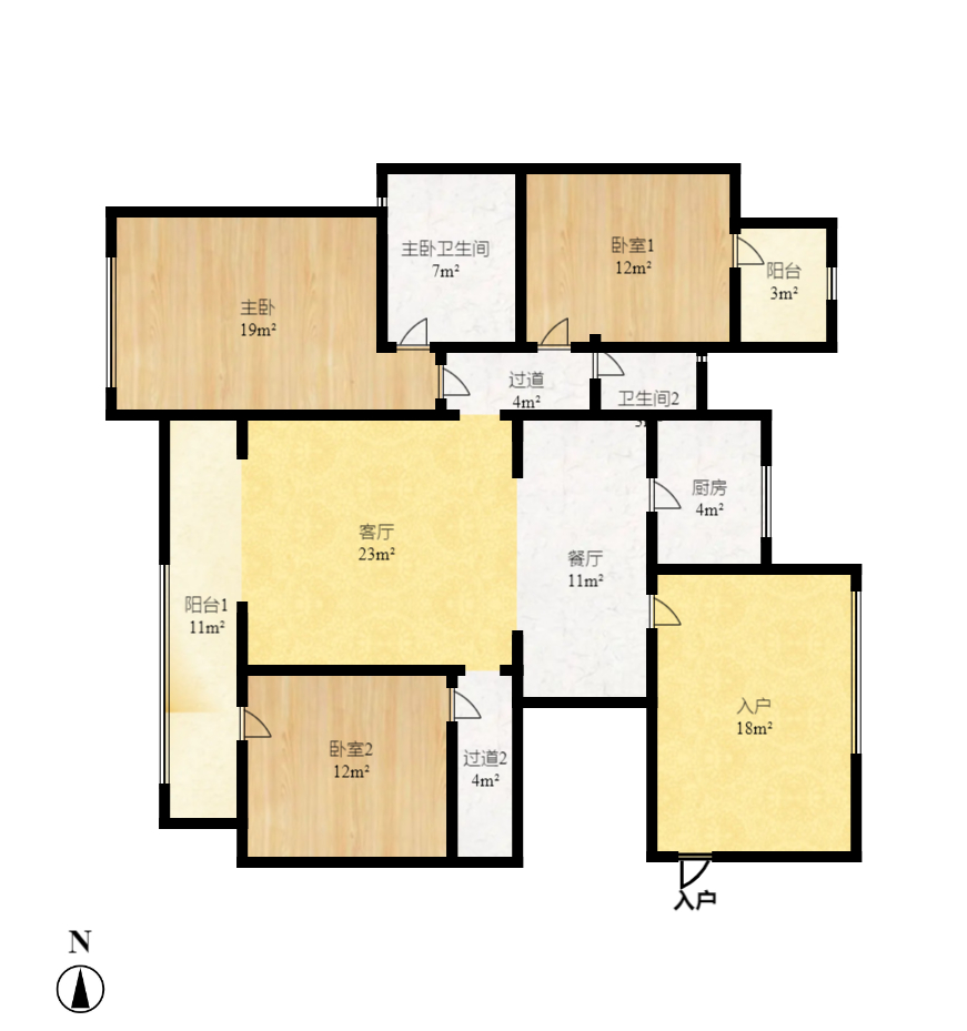 湘江世纪城咏江苑 3室2厅2卫 1300.0元/月 湘江世纪城咏江苑 3室2厅2卫 1300.0元/月户型图
