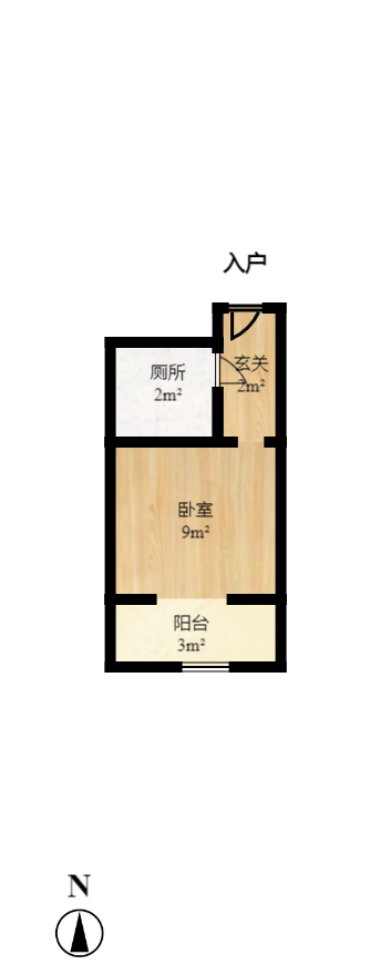 枫华府第  1室1厅1卫    16.7万室内图1