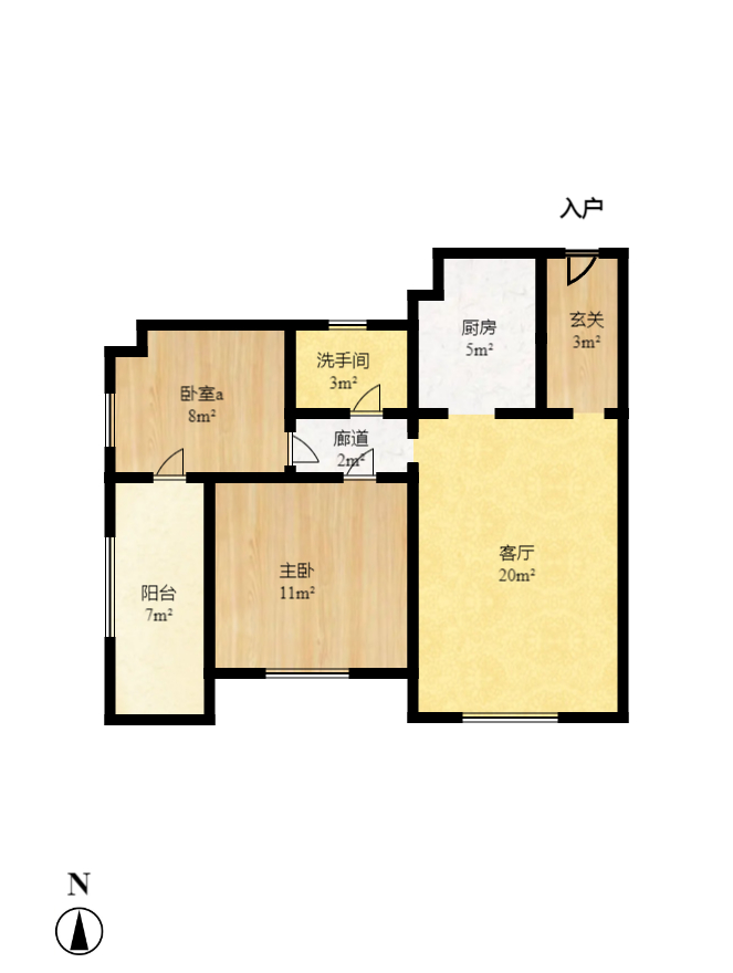 达美美立方 2室1厅1卫 2400.0元/月 达美美立方 2室1厅1卫 2400.0元/月户型图
