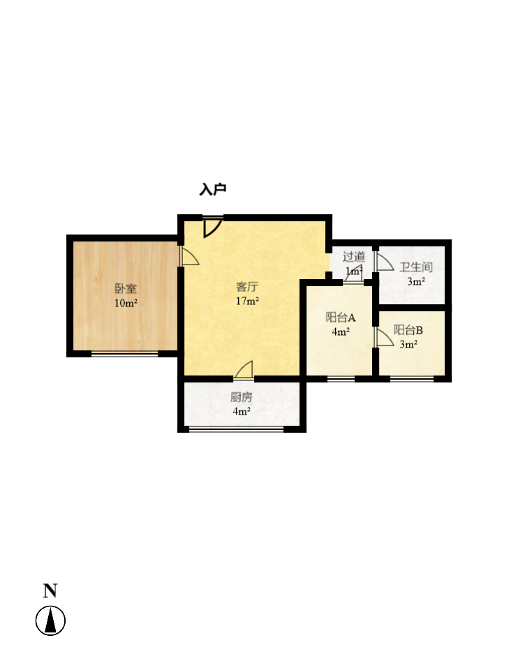 四方水岸(世方水岸)  2室2厅1卫    2300.0元/月户型图