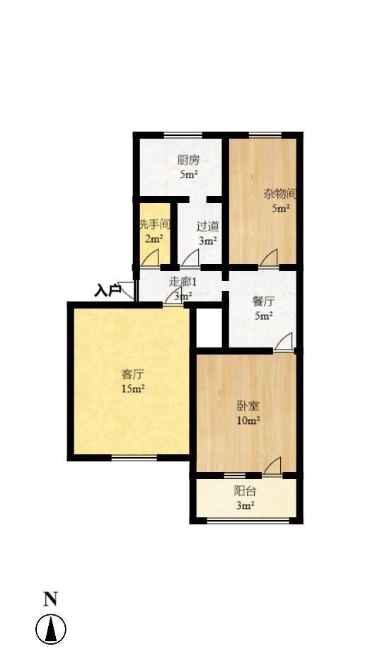 轻工设计院 3室1厅1卫 900.0元/月 轻工设计院 3室1厅1卫 900.0元/月户型图