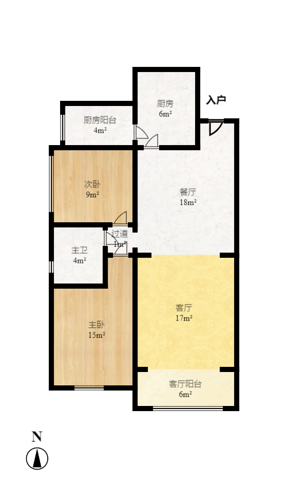 恒大御景湾  4室2厅1卫   3000.00元/月户型图