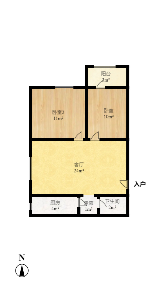爵士湘  2室1厅1卫   1500.00元/月户型图
