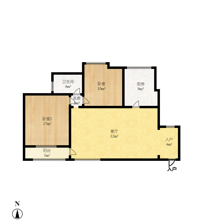 华天LOHO小镇 2室2厅1卫 1300.0元/月 华天LOHO小镇 2室2厅1卫 1300.0元/月户型图