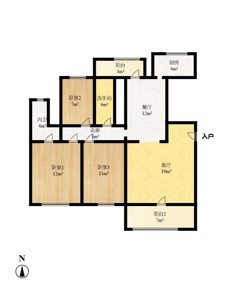新华都万家城 3室2厅2卫 2000.0元/月 新华都万家城 3室2厅2卫 2000.0元/月户型图