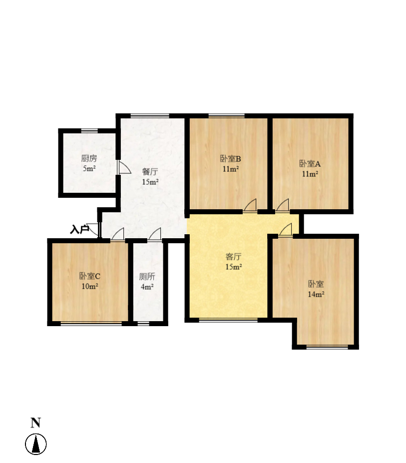 兰亭湾畔 3室1厅1卫 3500.0元/月 兰亭湾畔 3室1厅1卫 3500.0元/月户型图
