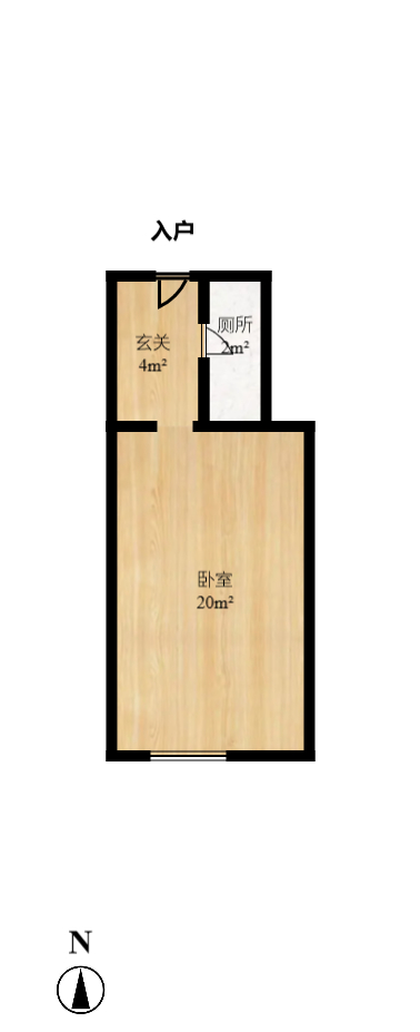 中海国际二期  1室1厅1卫   1400.00元/月户型图