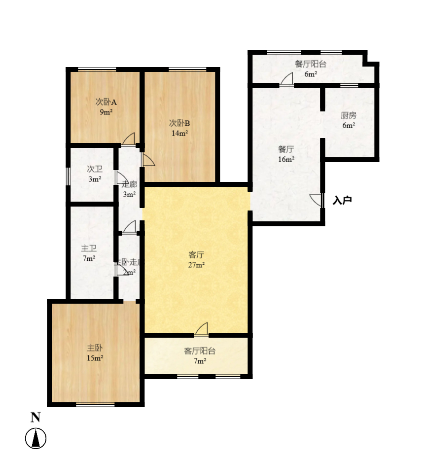 保利花园  6室2厅2卫   6800.00元/月户型图