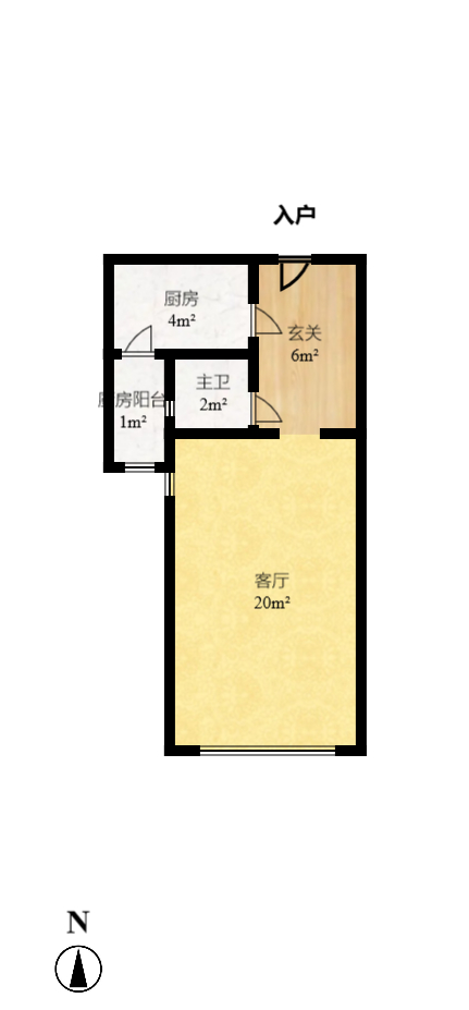 金房奥斯卡  1室1厅1卫   1400.00元/月户型图