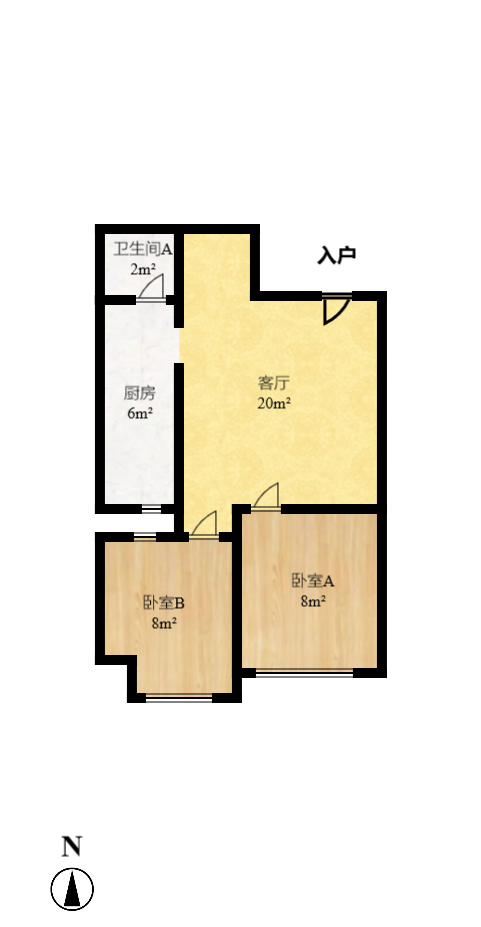 长大彩虹都  2室1厅1卫   1500.00元/月户型图