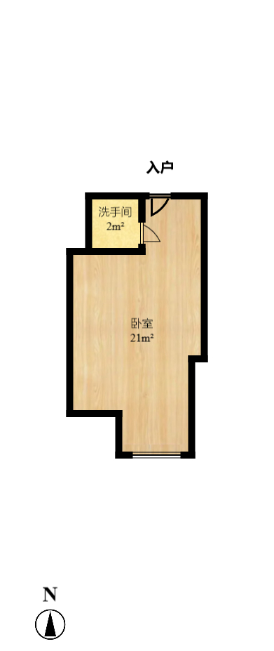 建安像素汇  1室1厅1卫   1100.00元/月户型图