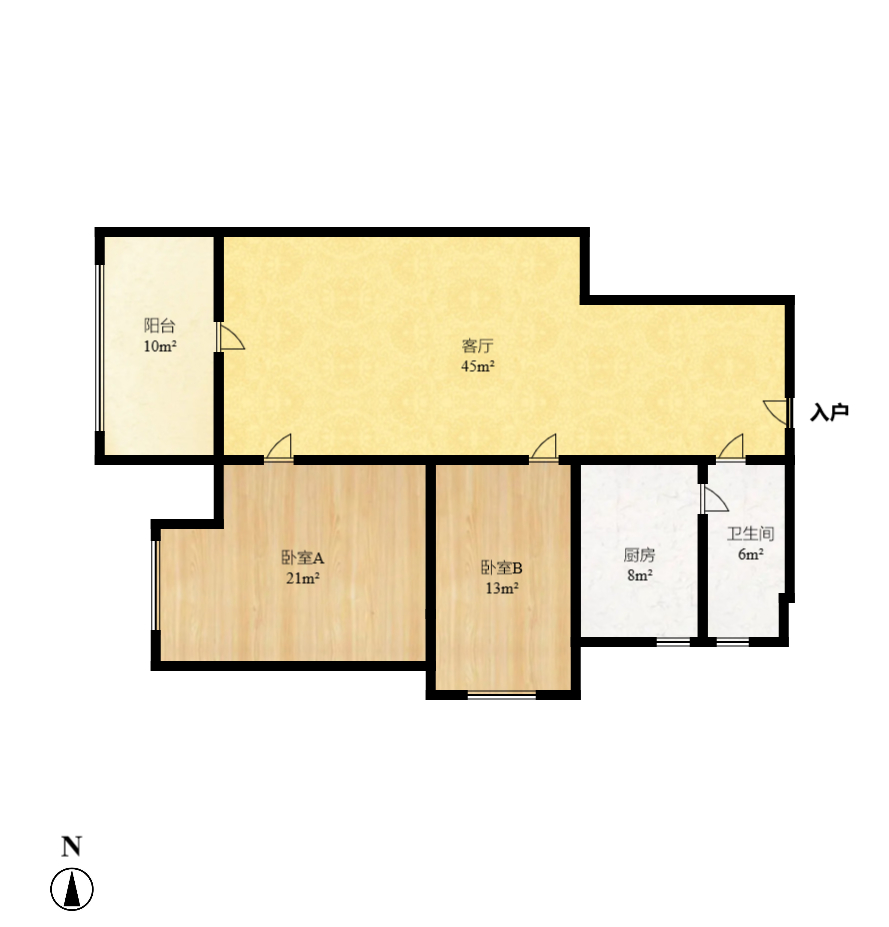 华盛家园  2室2厅1卫   70.00万室内图1