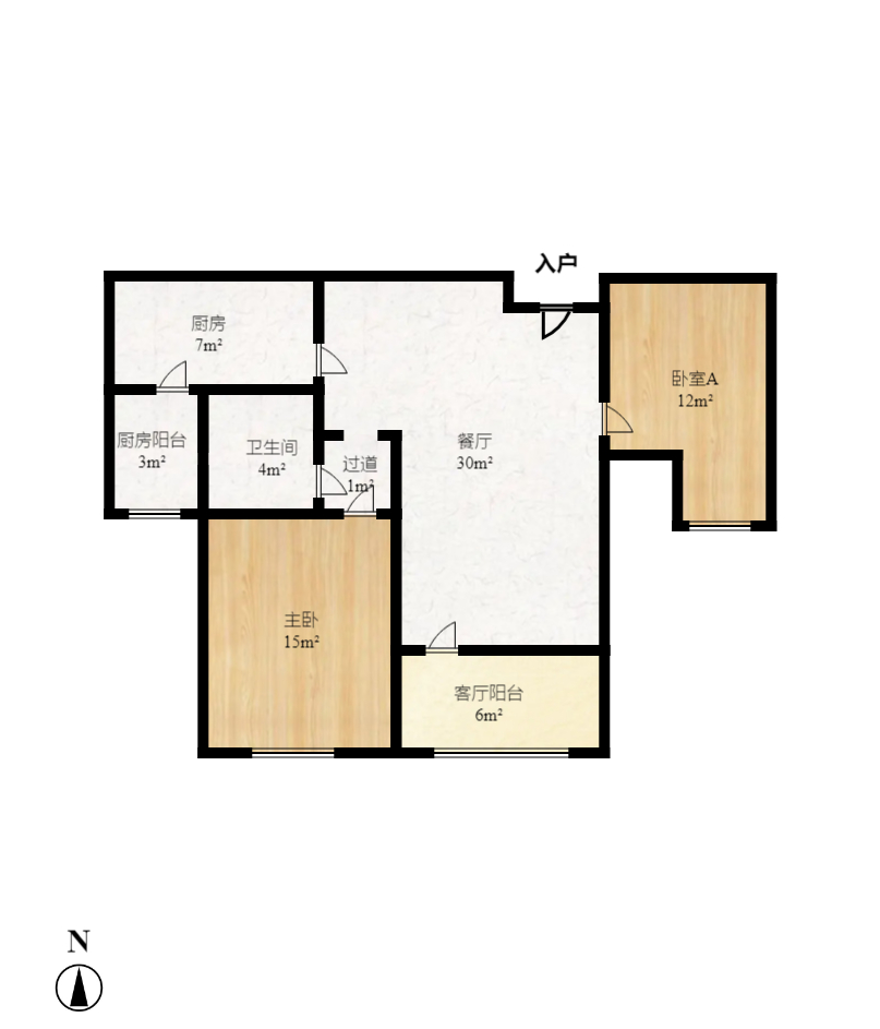 卓越蔚蓝海岸二期 2室2厅1卫 1800.0元/月 卓越蔚蓝海岸二期 2室2厅1卫 1800.0元/月户型图