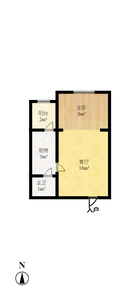 圆梦康乐城  1室1厅1卫   1100.00元/月户型图