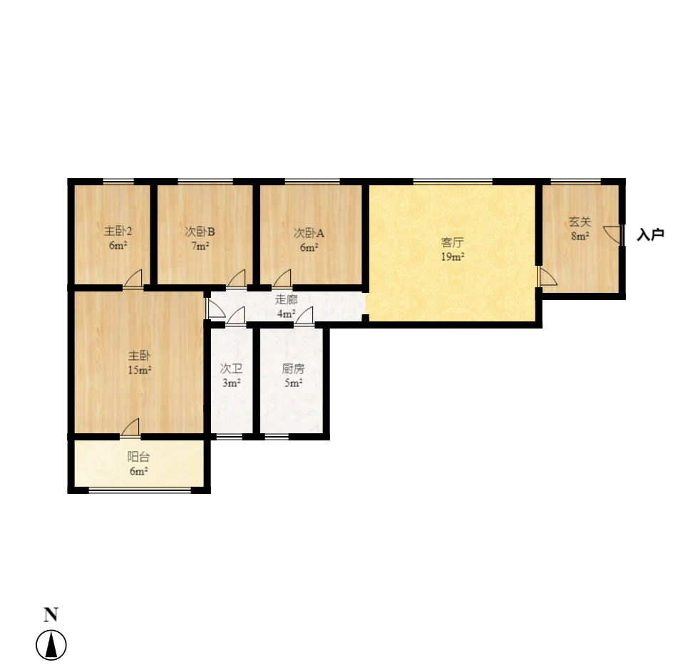 錦璨家園  3室1廳1衛(wèi)    80.0萬室內(nèi)圖1