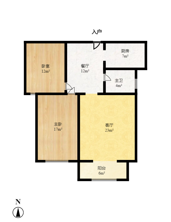 运通馨苑  2室2厅1卫    1800.0元/月户型图