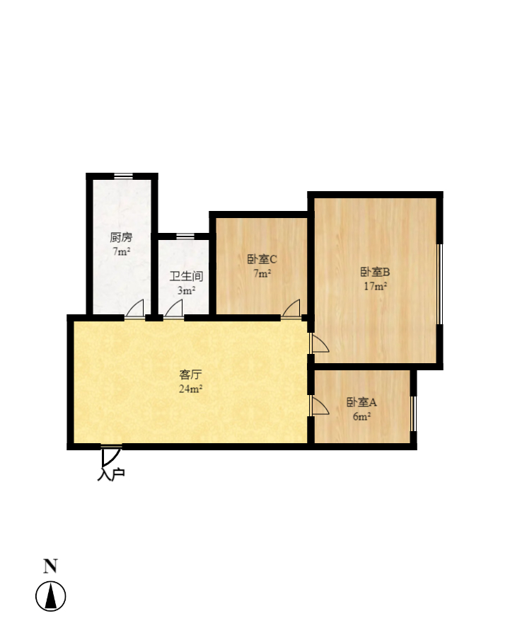北辰三角洲E5区  3室1厅1卫    110.0万室内图1