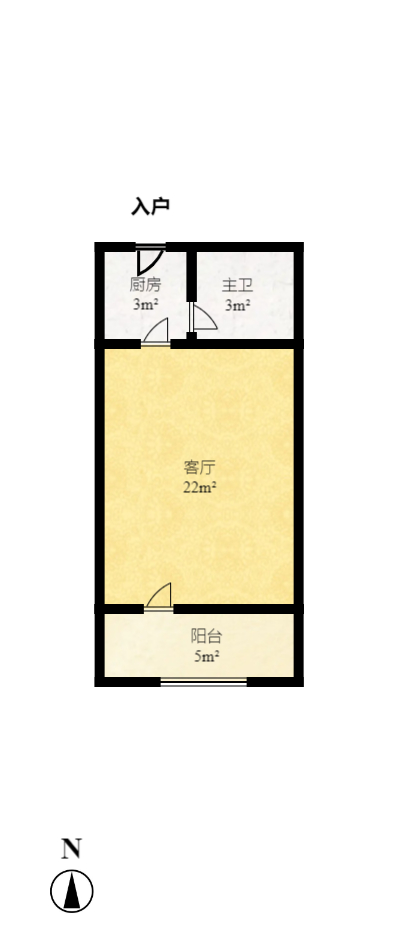 花漾年华（桂花园）  1室1厅1卫   1200.00元/月户型图