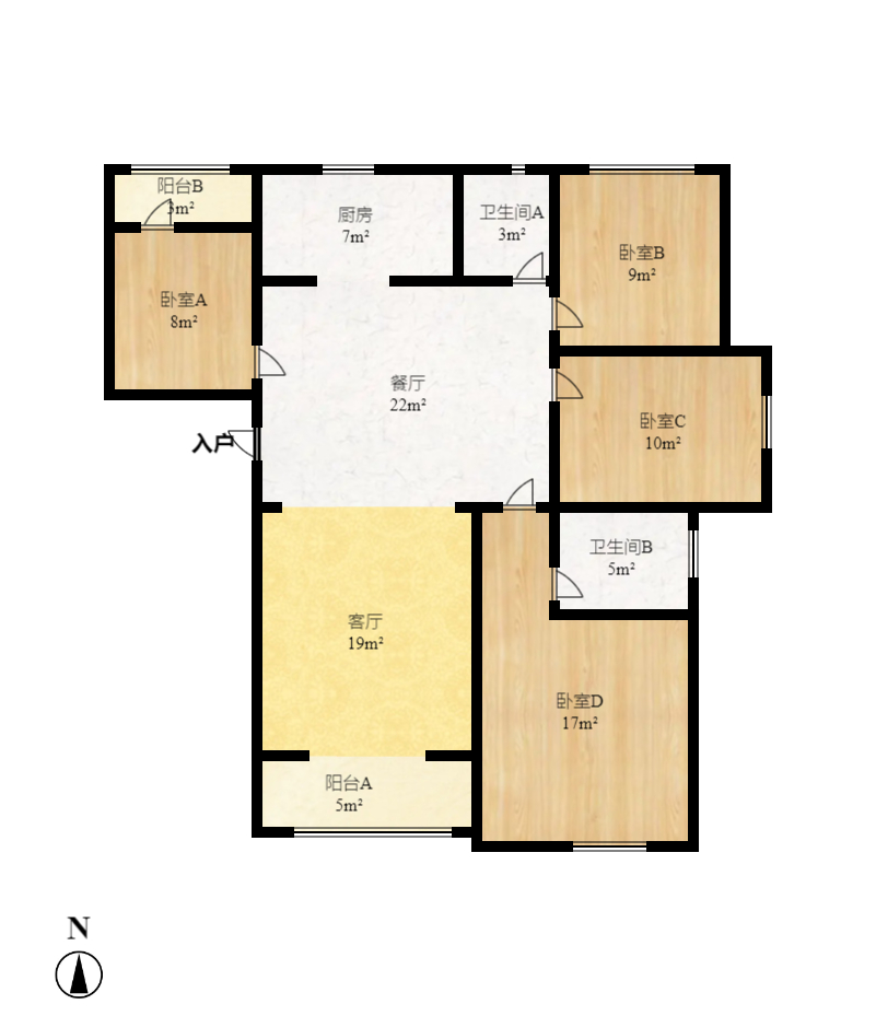 五矿沁园金城(春和景园) 4室2厅1卫 2800.0元/月 五矿沁园金城(春和景园) 4室2厅1卫 2800.0元/月户型图
