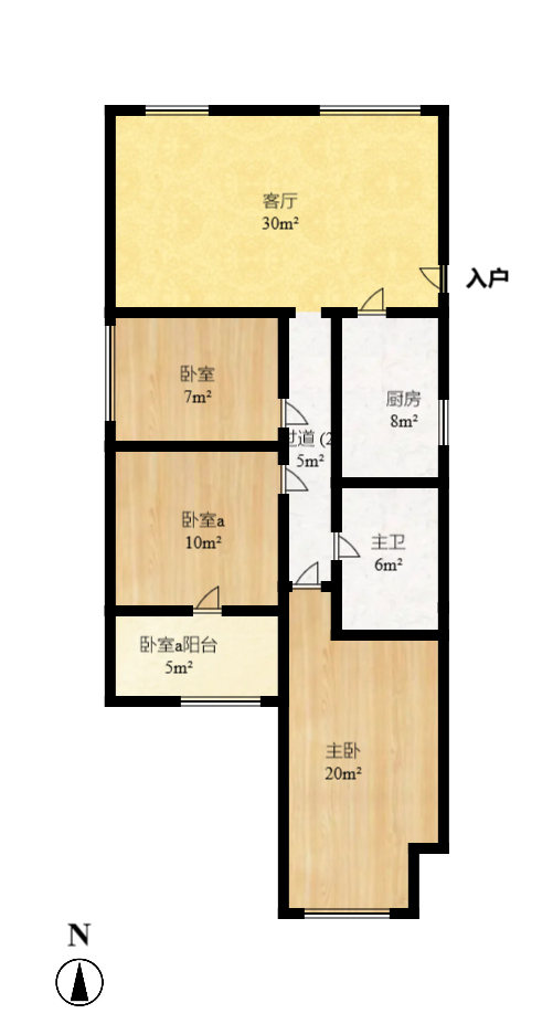 郡原居里  3室2厅1卫    1800.0元/月户型图