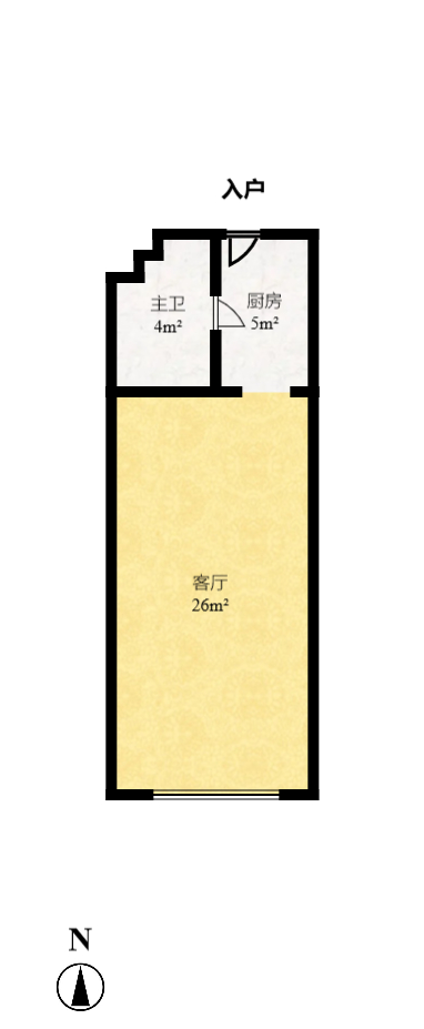 东宸19公馆  1室1厅1卫   2300.00元/月室内图1