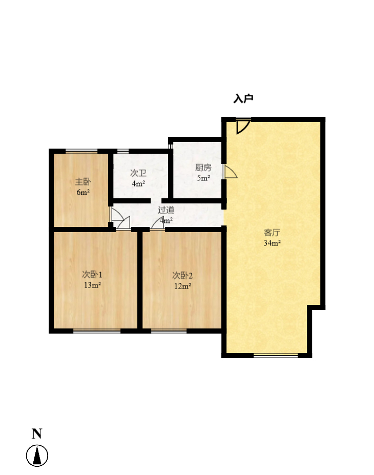 光明E城 3室2厅1卫 2700.0元/月 光明E城 3室2厅1卫 2700.0元/月户型图