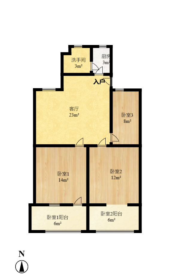 联运公司宿舍 2室1厅1卫 1500.0元/月 联运公司宿舍 2室1厅1卫 1500.0元/月户型图