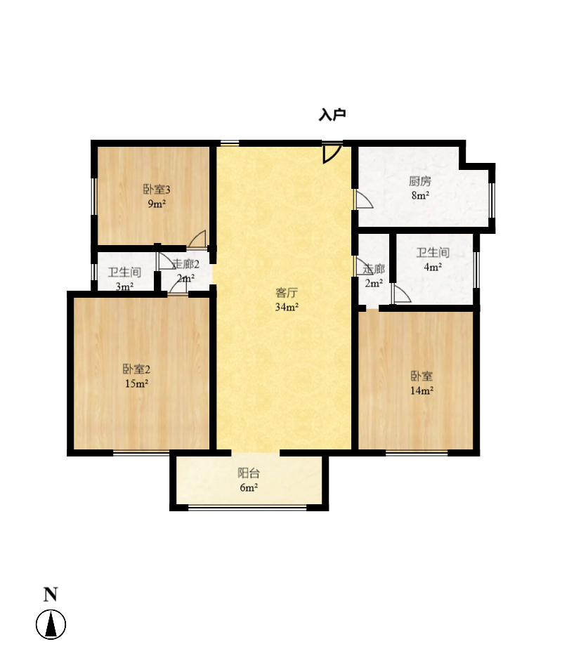 东城名苑 3室2厅2卫 1650.0元/月 东城名苑 3室2厅2卫 1650.0元/月户型图