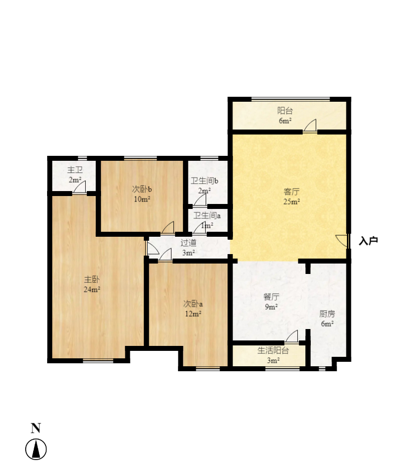 润和又一城 3室2厅2卫 2300.0元/月 润和又一城 3室2厅2卫 2300.0元/月户型图